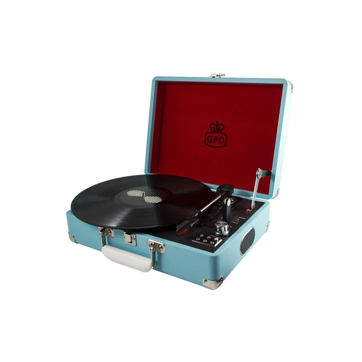 Reproductor De Vinilo Maleta Con Usb Attache Azul Gpo Retro (1)